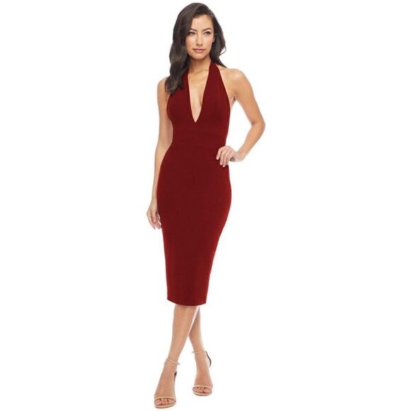 Dress the Population Dresses & Skirts - Dress The Population Burgundy Vanessa halter dress .NWOT size M